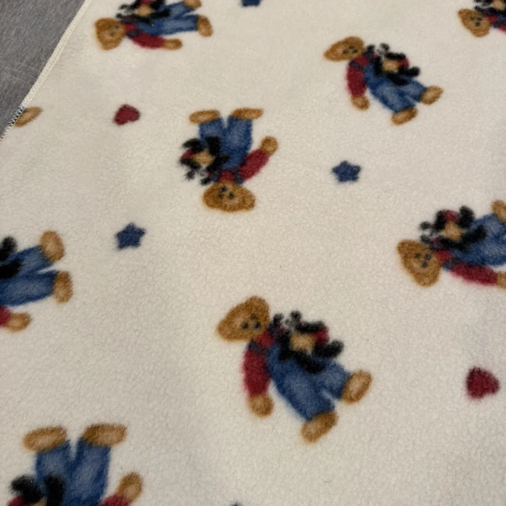 BJT Blue Jean Teddy Bear Fleece Baby‎ Blanket Hearts Stars 32 x 42 Welcome World